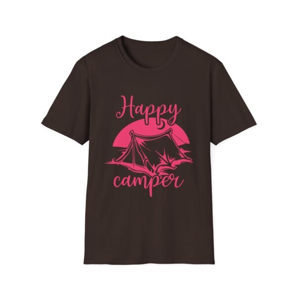 Happy Camper T-Shirt | Unisex Softstyle Tee for Outdoor Lovers, Camping Gift, Adventure Shirt, Summer Vibes, Nature Apparel