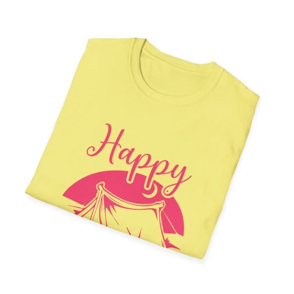 Happy Camper T-Shirt | Unisex Softstyle Tee for Outdoor Lovers, Camping Gift, Adventure Shirt, Summer Vibes, Nature Apparel