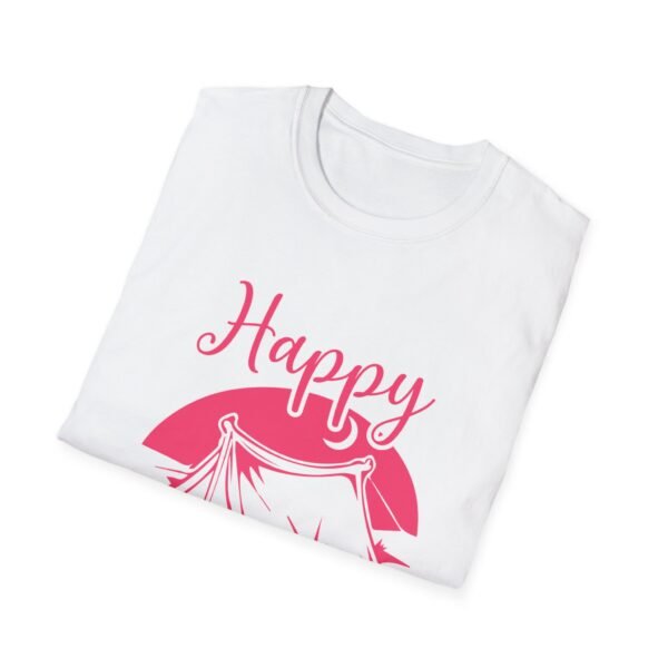 Happy Camper T-Shirt | Unisex Softstyle Tee for Outdoor Lovers, Camping Gift, Adventure Shirt, Summer Vibes, Nature Apparel