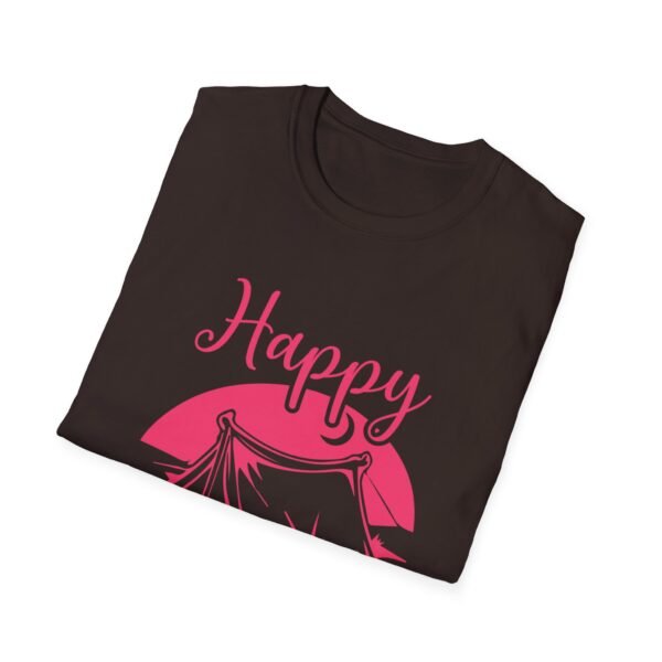 Happy Camper T-Shirt | Unisex Softstyle Tee for Outdoor Lovers, Camping Gift, Adventure Shirt, Summer Vibes, Nature Apparel