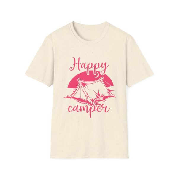 Happy Camper T-Shirt | Unisex Softstyle Tee for Outdoor Lovers, Camping Gift, Adventure Shirt, Summer Vibes, Nature Apparel