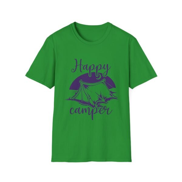 Happy Camper T-Shirt | Unisex Softstyle Tee for Outdoor Lovers, Camping Gift, Adventure Shirt, Summer Vibes, Nature Apparel