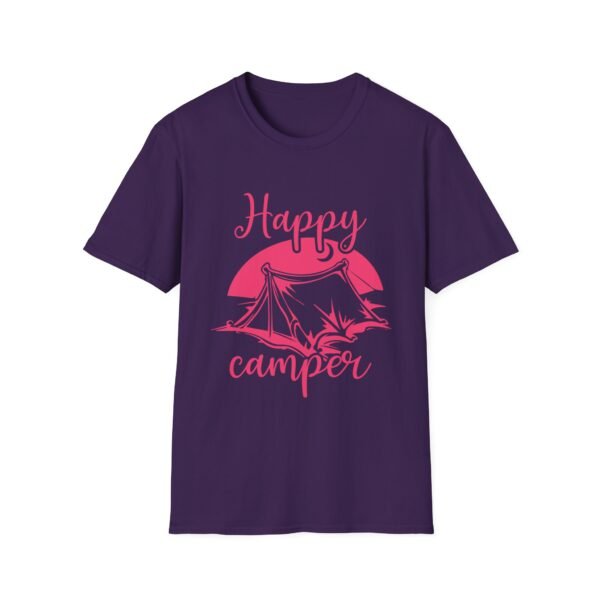 Happy Camper T-Shirt | Unisex Softstyle Tee for Outdoor Lovers, Camping Gift, Adventure Shirt, Summer Vibes, Nature Apparel