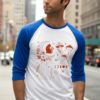Moon Cat and Mushroom Graphic Baseball Tee Boho Celestial Cat Design Mystical Moon Phases Vintage Inspired Unisex 3/4 Sleeve Shirt Gift Idea