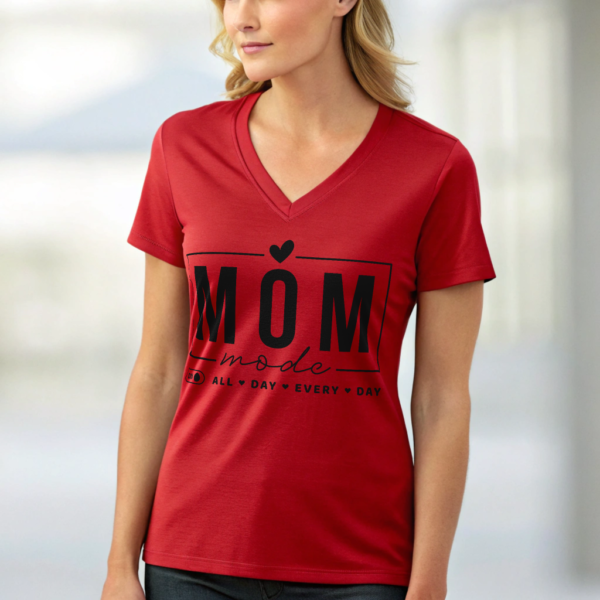 Mom Mode Design V-Neck Tee for Everyday Comfortable T-shirt Great Gift Idea for Mothers Casual Wear Mother's Day Special Love for Mom Shirt