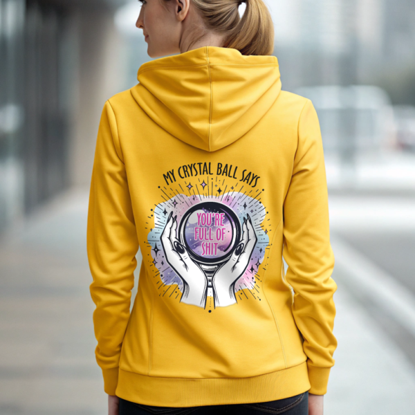 Funny Crystal Ball Hoodie White Pullover Large Halloween Costume Funny Gift for Witch Crystal Design Spooky Pullover Halloween Present for