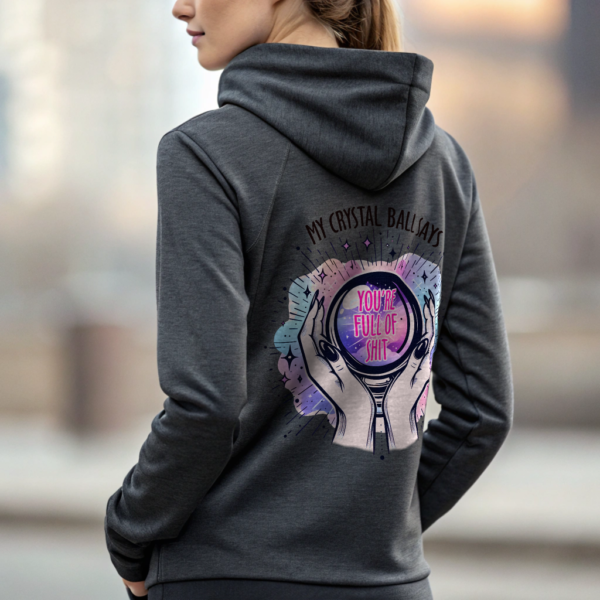 Funny Crystal Ball Hoodie White Pullover Large Halloween Costume Funny Gift for Witch Crystal Design Spooky Pullover Halloween Present for