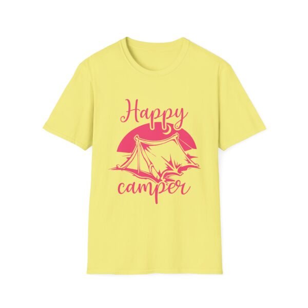 Happy Camper T-Shirt | Unisex Softstyle Tee for Outdoor Lovers, Camping Gift, Adventure Shirt, Summer Vibes, Nature Apparel