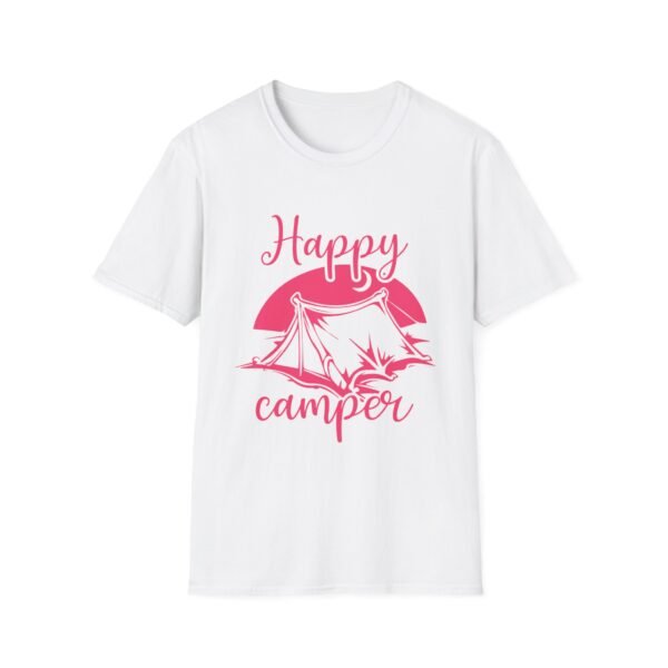 Happy Camper T-Shirt | Unisex Softstyle Tee for Outdoor Lovers, Camping Gift, Adventure Shirt, Summer Vibes, Nature Apparel