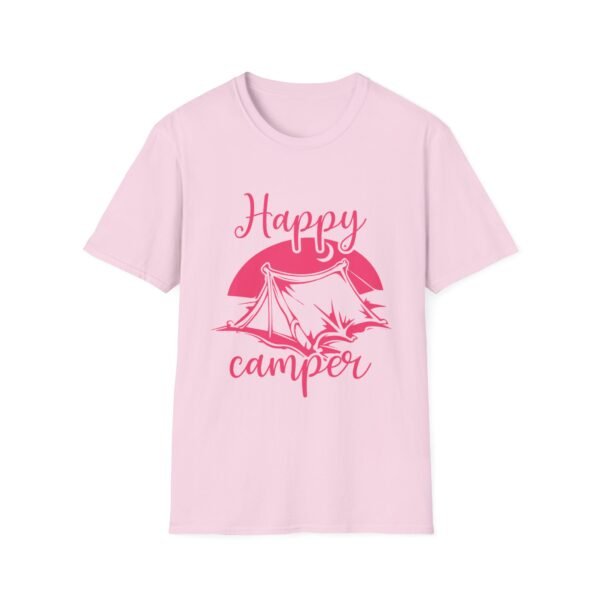 Happy Camper T-Shirt | Unisex Softstyle Tee for Outdoor Lovers, Camping Gift, Adventure Shirt, Summer Vibes, Nature Apparel