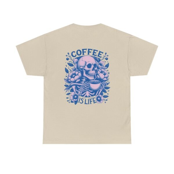Skull Coffee Tshirt for Barista Gift Idea for Men Biker Clothing Floral Design Skull Print Coffee Lover Present Package Goth Style Blue Tee