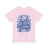 Skull Coffee Tshirt for Barista Gift Idea for Men Biker Clothing Floral Design Skull Print Coffee Lover Present Package Goth Style Blue Tee