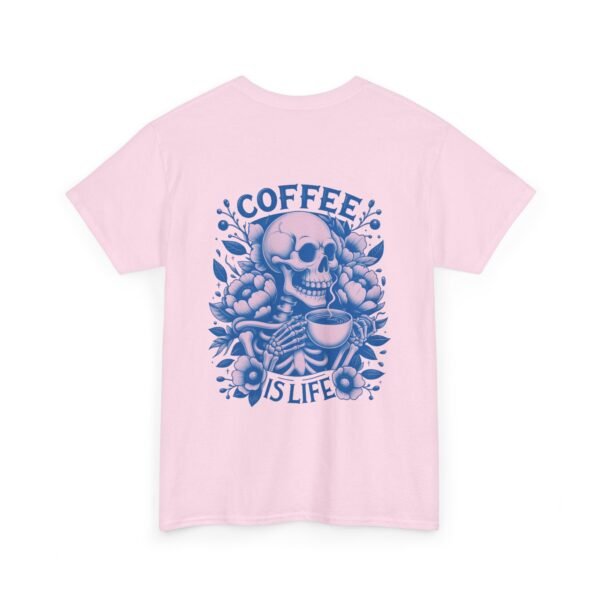 Skull Coffee Tshirt for Barista Gift Idea for Men Biker Clothing Floral Design Skull Print Coffee Lover Present Package Goth Style Blue Tee