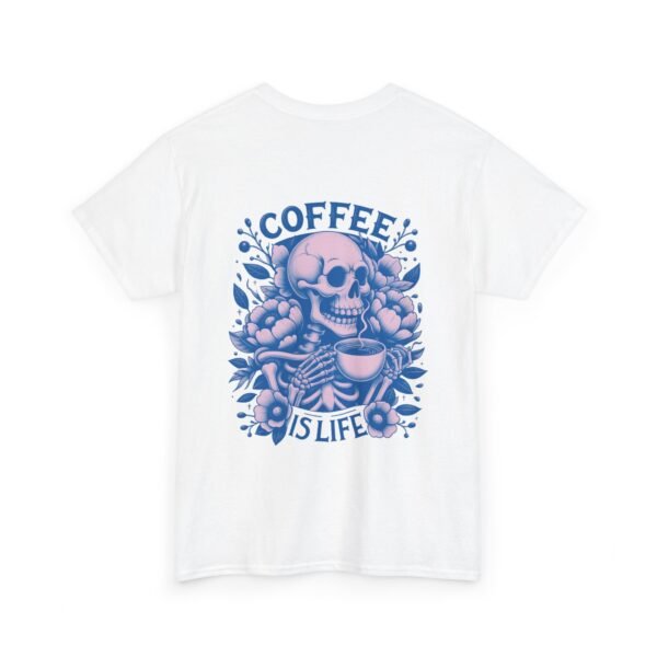 Skull Coffee Tshirt for Barista Gift Idea for Men Biker Clothing Floral Design Skull Print Coffee Lover Present Package Goth Style Blue Tee