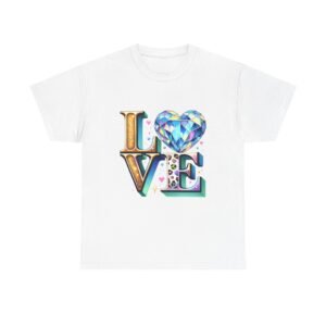 Glitter Design Shirt Style Fashion Statement Piece Casual Wear Cotton Top Trend Style Diamond Pattern Love Design Comfort Wear Plus Size