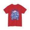 Skull Coffee Tshirt for Barista Gift Idea for Men Biker Clothing Floral Design Skull Print Coffee Lover Present Package Goth Style Blue Tee
