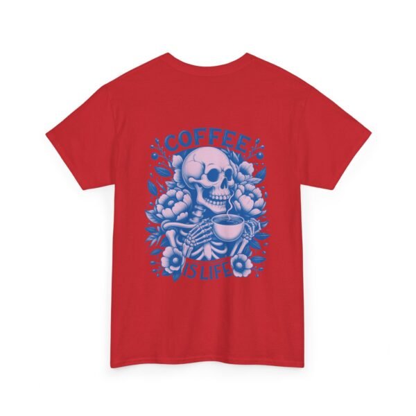 Skull Coffee Tshirt for Barista Gift Idea for Men Biker Clothing Floral Design Skull Print Coffee Lover Present Package Goth Style Blue Tee
