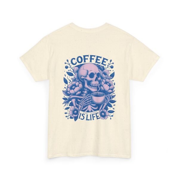 Skull Coffee Tshirt for Barista Gift Idea for Men Biker Clothing Floral Design Skull Print Coffee Lover Present Package Goth Style Blue Tee