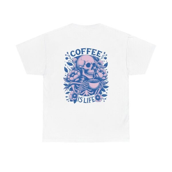 Skull Coffee Tshirt for Barista Gift Idea for Men Biker Clothing Floral Design Skull Print Coffee Lover Present Package Goth Style Blue Tee
