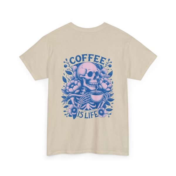 Skull Coffee Tshirt for Barista Gift Idea for Men Biker Clothing Floral Design Skull Print Coffee Lover Present Package Goth Style Blue Tee
