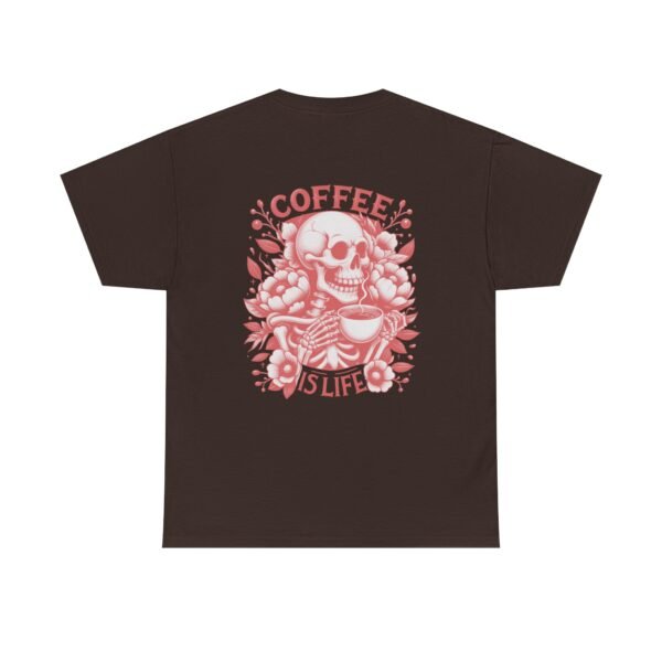 Skull Coffee Tshirt for Barista Gift Idea for Men Biker Clothing Floral Design Skull Print Coffee Lover Present Package Goth Style Blue Tee