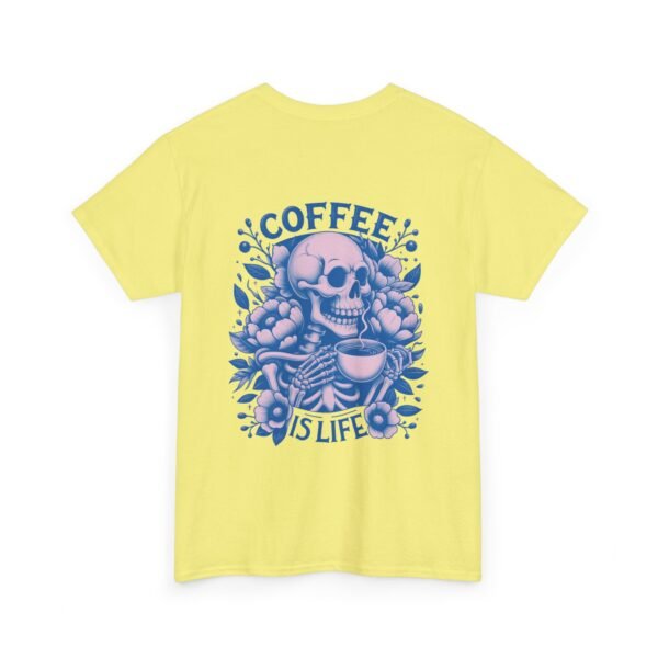 Skull Coffee Tshirt for Barista Gift Idea for Men Biker Clothing Floral Design Skull Print Coffee Lover Present Package Goth Style Blue Tee