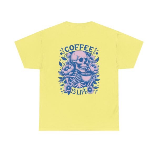 Skull Coffee Tshirt for Barista Gift Idea for Men Biker Clothing Floral Design Skull Print Coffee Lover Present Package Goth Style Blue Tee