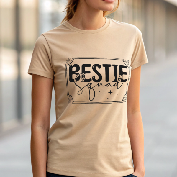 Best Friend Tshirt Squad White Bestie Design Custom Name Sleeve Present for Friend Matching Tee Group Shirt Celebration Top Squad Gift Set