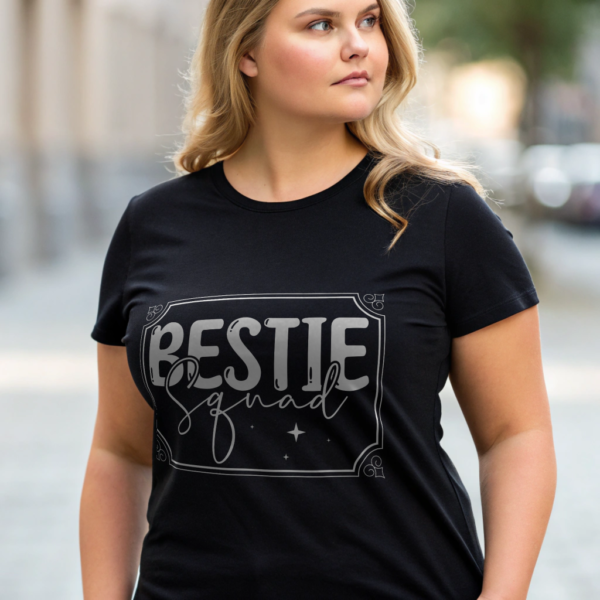 Best Friend Tshirt Squad White Bestie Design Custom Name Sleeve Present for Friend Matching Tee Group Shirt Celebration Top Squad Gift Set