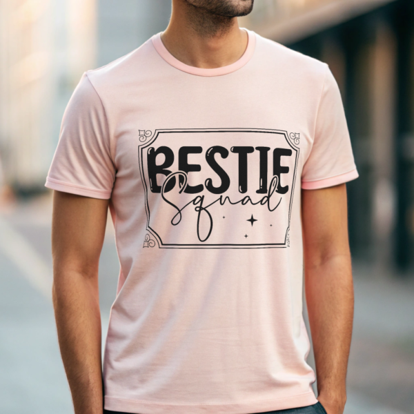 Best Friend Tshirt Squad White Bestie Design Custom Name Sleeve Present for Friend Matching Tee Group Shirt Celebration Top Squad Gift Set