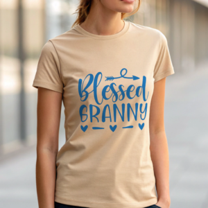 Blessed Granny Tshirt White Shirt Religious Gift for Mom Blue Design Heart Graphic Family Shirt New Baby Announcement Gift Christian Mom