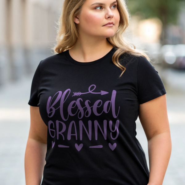 Blessed Granny Tshirt White Shirt Religious Gift for Mom Blue Design Heart Graphic Family Shirt New Baby Announcement Gift Christian Mom