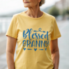 Blessed Granny Tshirt White Shirt Religious Gift for Mom Blue Design Heart Graphic Family Shirt New Baby Announcement Gift Christian Mom