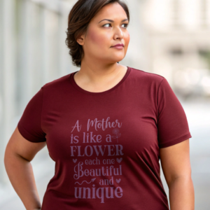 Floral Mom Tshirt with Heart Flower Design Birthday Present for Mom Special Shirt Family Celebration Spring Outfit for Her Unique Top Cotton