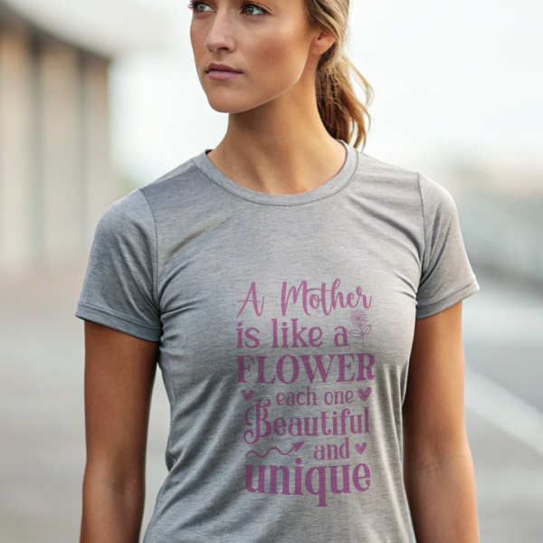 Floral Mom Tshirt with Heart Flower Design Birthday Present for Mom Special Shirt Family Celebration Spring Outfit for Her Unique Top Cotton