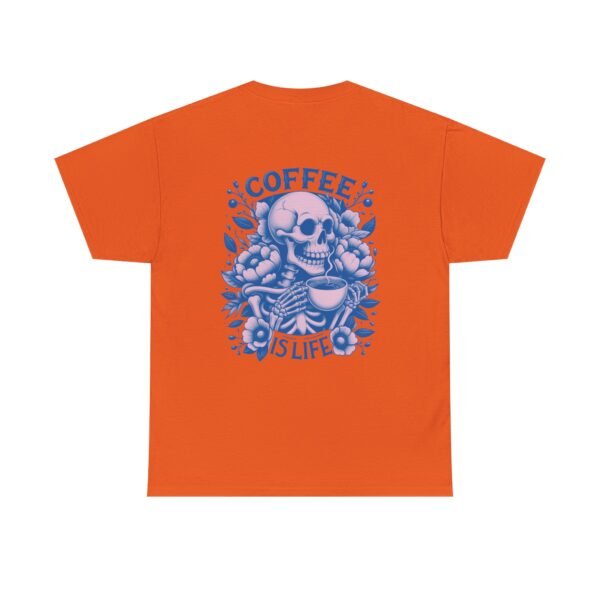 Skull Coffee Tshirt for Barista Gift Idea for Men Biker Clothing Floral Design Skull Print Coffee Lover Present Package Goth Style Blue Tee