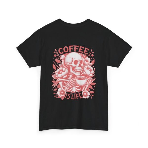 Skull Coffee Tshirt for Barista Gift Idea for Men Biker Clothing Floral Design Skull Print Coffee Lover Present Package Goth Style Blue Tee