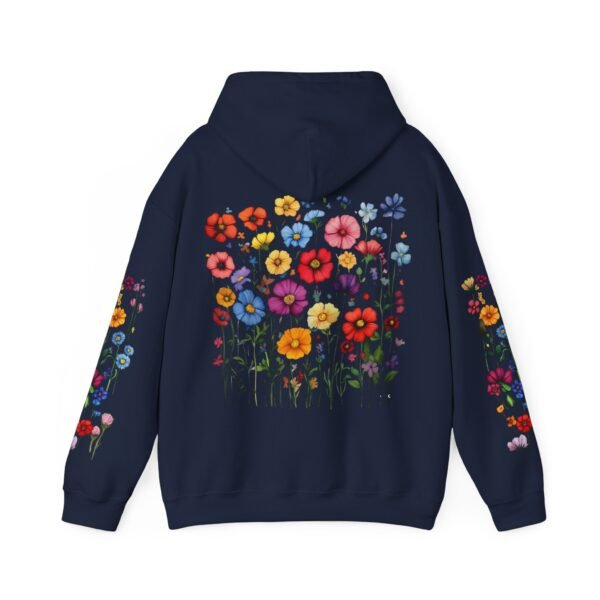 Floral Print Hoodie Vibrant Flower Pattern on Sleeve Botanical Hooded Sweatshirt Stylish Floral Pullover Everyday Comfortable Wear Gift Idea