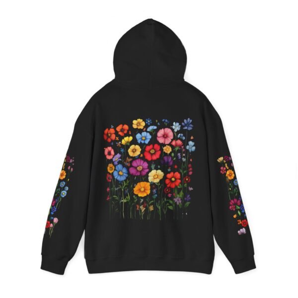 Floral Print Hoodie Vibrant Flower Pattern on Sleeve Botanical Hooded Sweatshirt Stylish Floral Pullover Everyday Comfortable Wear Gift Idea