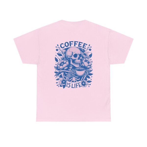 Skull Coffee Tshirt for Barista Gift Idea for Men Biker Clothing Floral Design Skull Print Coffee Lover Present Package Goth Style Blue Tee