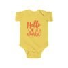 Hello World Bodysuit for Infant Cotton Clothing Announcement Outfit Baby Shower Gift Idea Newborn Package Cotton Onesie with Footprint Black