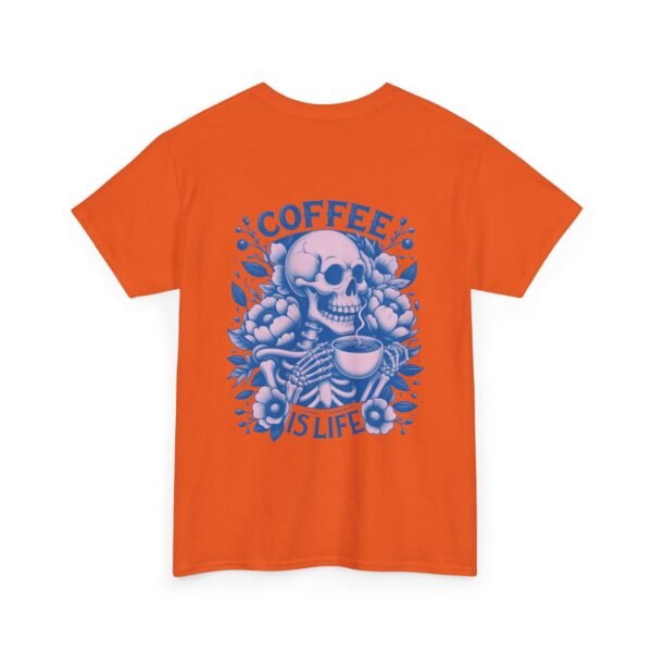 Skull Coffee Tshirt for Barista Gift Idea for Men Biker Clothing Floral Design Skull Print Coffee Lover Present Package Goth Style Blue Tee