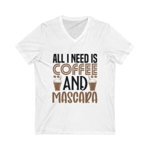 Funny Graphic Tee Shirt Design Makeup Gift Coffee Lover Fashion Style Comfort Wear Soft Fabric Casual Look Morning Coffee Makeup Theme Shirt