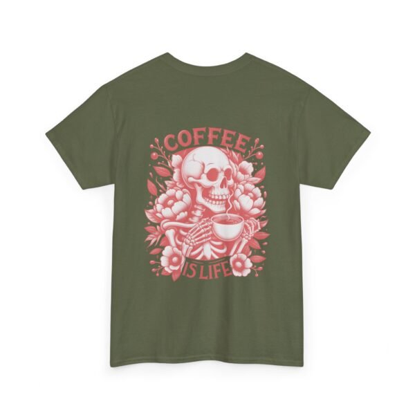 Skull Coffee Tshirt for Barista Gift Idea for Men Biker Clothing Floral Design Skull Print Coffee Lover Present Package Goth Style Blue Tee
