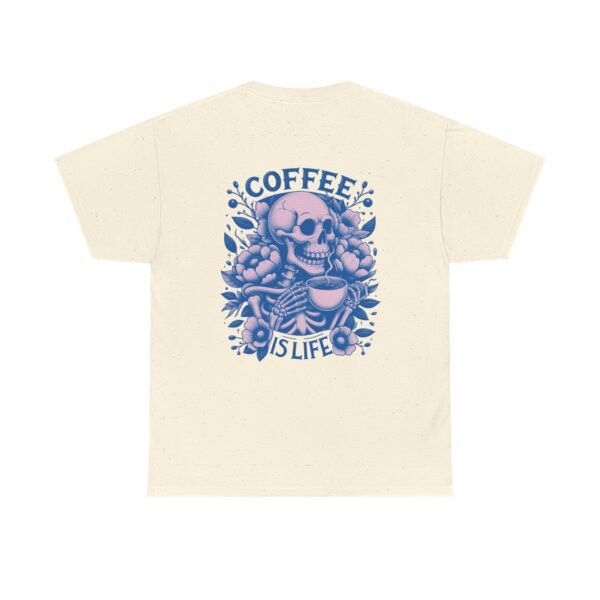 Skull Coffee Tshirt for Barista Gift Idea for Men Biker Clothing Floral Design Skull Print Coffee Lover Present Package Goth Style Blue Tee