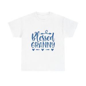 Blessed Granny Tshirt White Shirt Religious Gift for Mom Blue Design Heart Graphic Family Shirt New Baby Announcement Gift Christian Mom