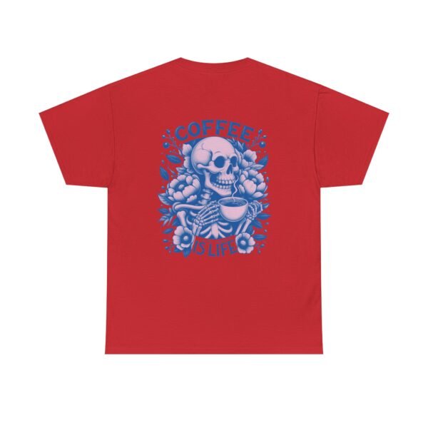 Skull Coffee Tshirt for Barista Gift Idea for Men Biker Clothing Floral Design Skull Print Coffee Lover Present Package Goth Style Blue Tee