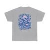 Skull Coffee Tshirt for Barista Gift Idea for Men Biker Clothing Floral Design Skull Print Coffee Lover Present Package Goth Style Blue Tee