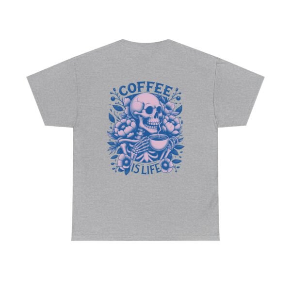 Skull Coffee Tshirt for Barista Gift Idea for Men Biker Clothing Floral Design Skull Print Coffee Lover Present Package Goth Style Blue Tee